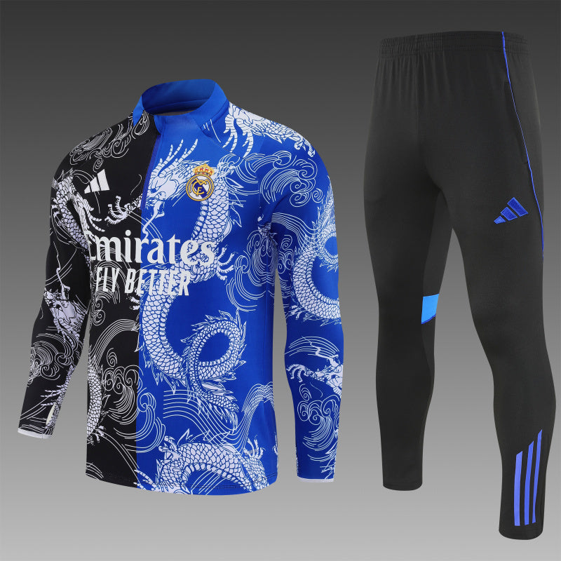 25/26 Real Madrid Blue Black Tracksuit - Dragon Edition