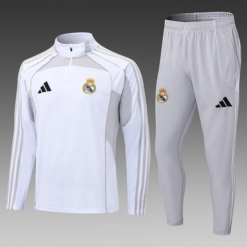 25/26 Real Madrid Gray White Tracksuit